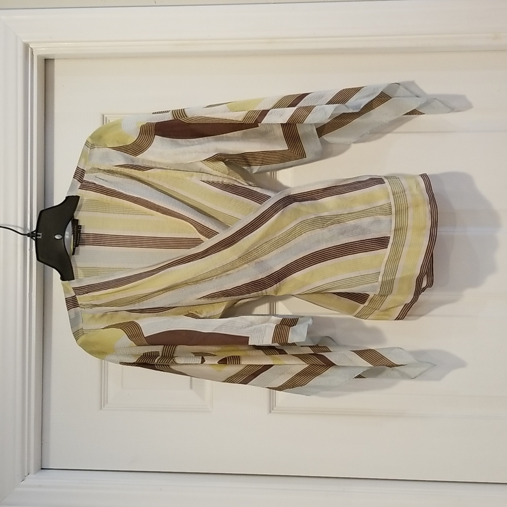 BCBGMaxazria Stripped Wrap Blouse Sz Small